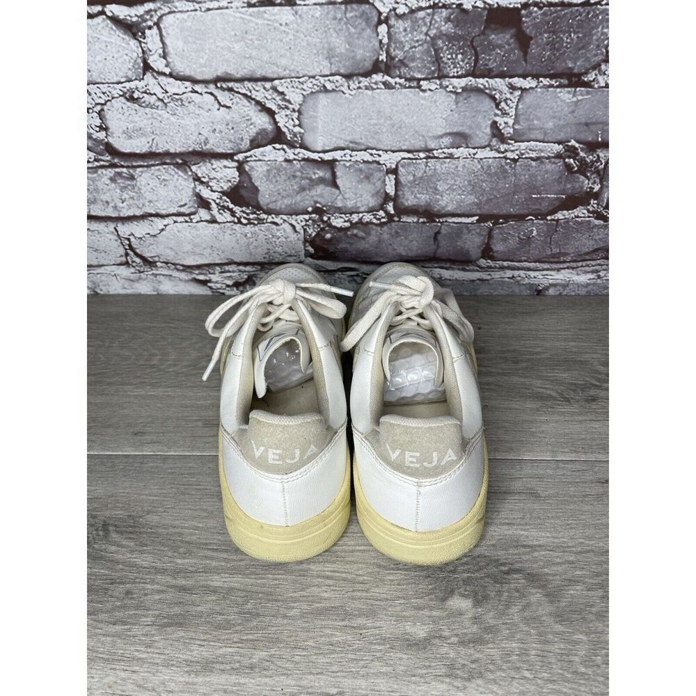 L27 Veja V-12 White Leather Beige Low Top Lace Up Sneakers Women’s Sz 9M US/40EU - Picture 5 of 16